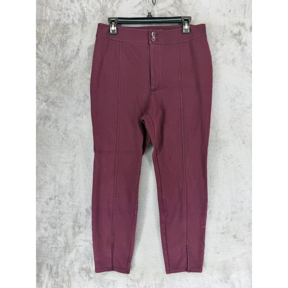 Maeve Anthropologie Burgundy Pintuck High Rise Slim Ankle Pants Size 10 Maroon